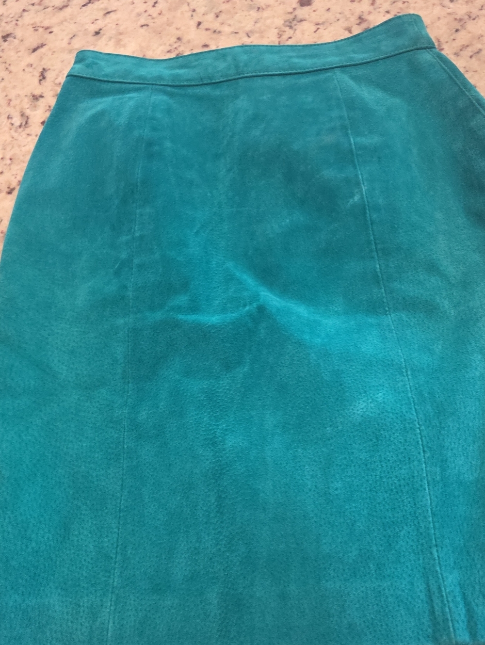 The Limited Y2K 90s 100% leather pencil skirt blue green retro size 6 vintage